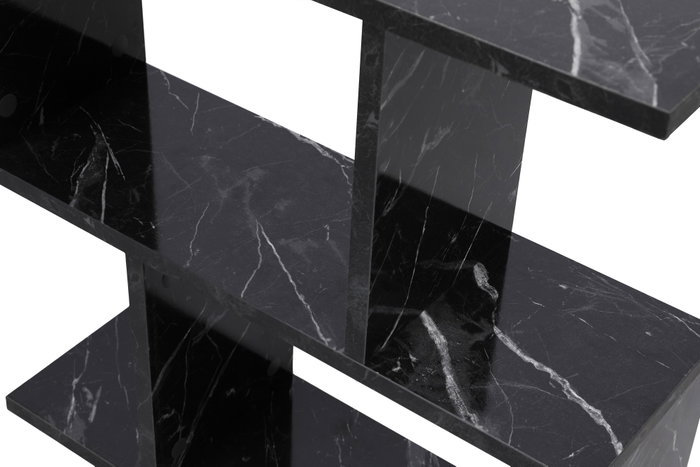 Hanah Home Mesa Auxiliar Life Negro Marble 60x60x20 cm Tablero Melamina Estante 27 cm